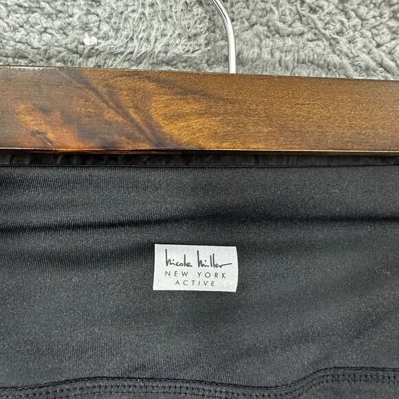 Nicole Miller pants XS black white active leggings sheer mesh panel gym running - Picture 4 of 6